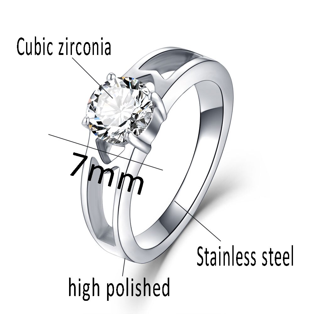 Trouwring Dames - Roestvrij Staal Zirkonia - Rond Geslepen - US Maat 6-9 - 3mm Band