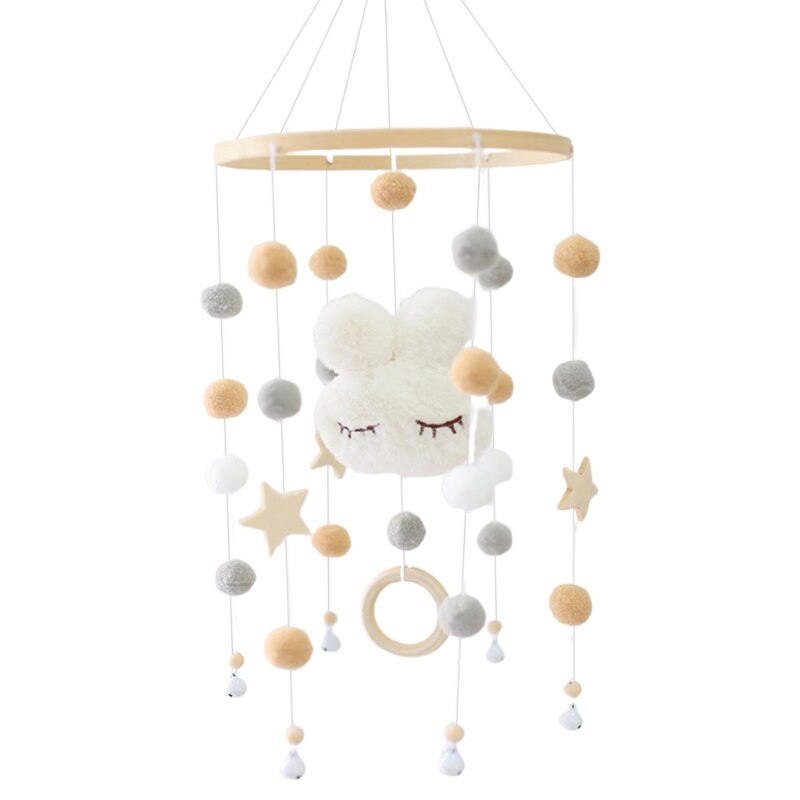 Sonajero móvil para cuna de bebé, bola de lana de viento, campana de viento, decoración colgante para habitación de niños: White