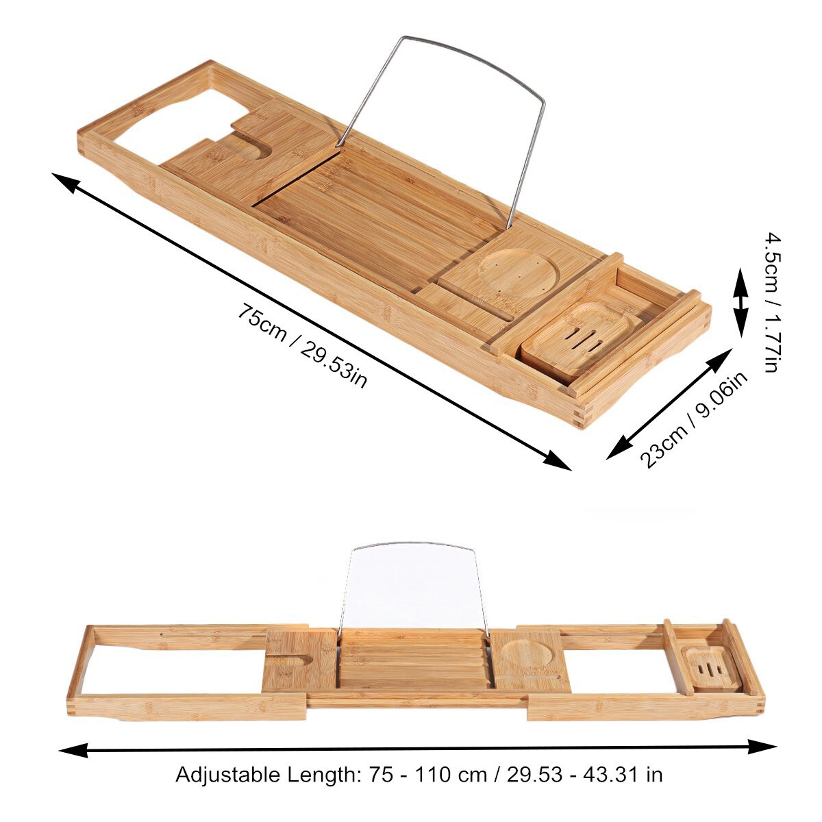 Bambus badekarbakke, der kan udvides med læsestativ til en eller to personers badekar og sengebakke sæbeholder luksus badekar caddiebakke