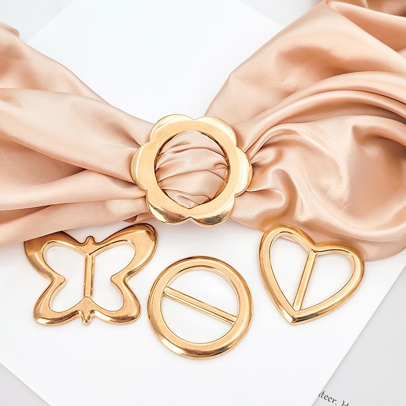 Broches para bufanda de mariposa y corazón para camiseta, broche con hebilla para bufanda de seda, Clip para anillo para chal, sujetador para bufandas, accesorios de Pin con botón anudado