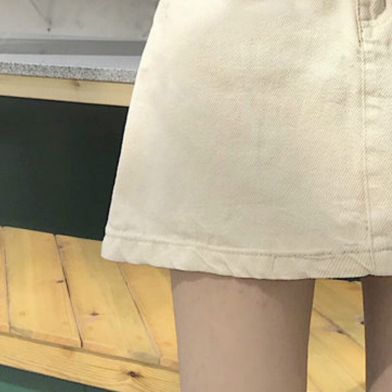 A-Line Denim Skirt With Side Pockets