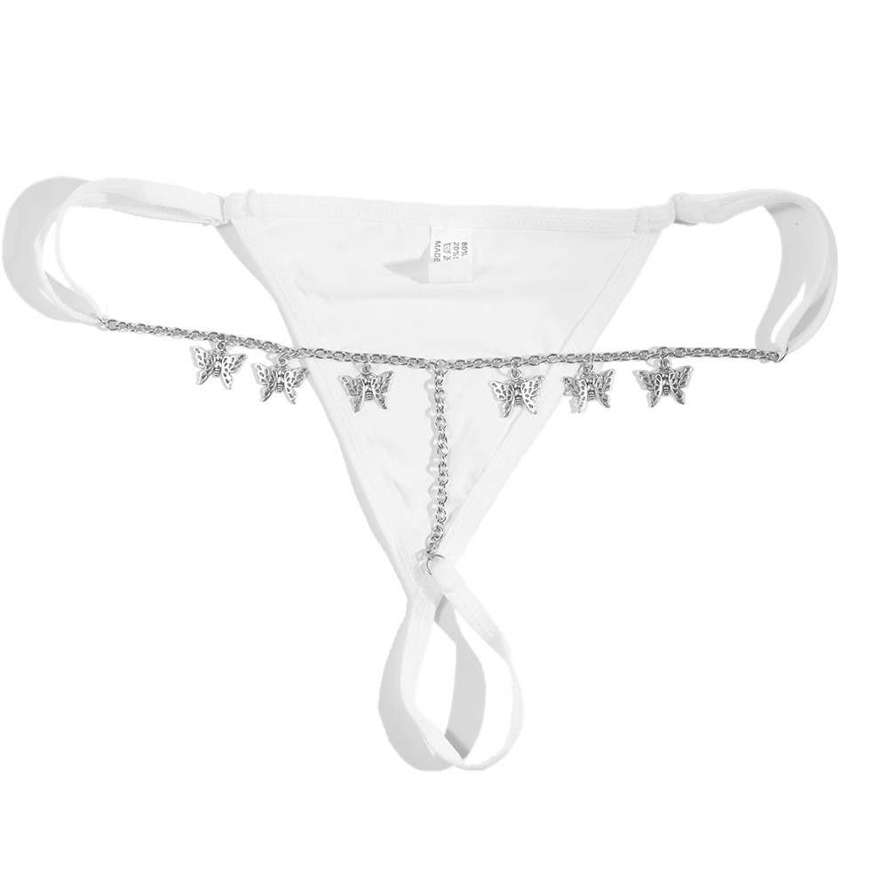 Sexy Zilver Kleur Custom Vlinder Taille Body Ketting Voor Vrouwen Personalied Multicolor Bikini Thong Ondergoed Body Sieraden: 004707W