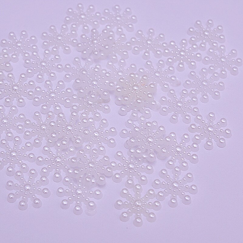 100 stk elfenben/hvit snøfnugg flatback perle for gjør-det-selv utklippsbok julekort til hjemmets vinterdekorasjoner 15mm