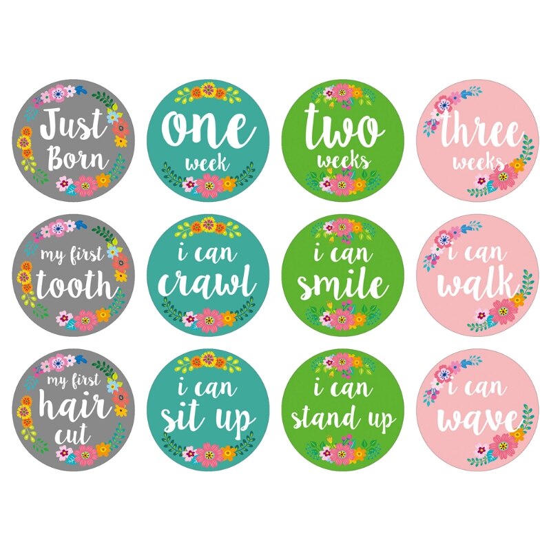 Baby Monthly Stickers Baby First Year Month Age Growth Milestones Floral Stickers Unisex,1 to 12 Month: B