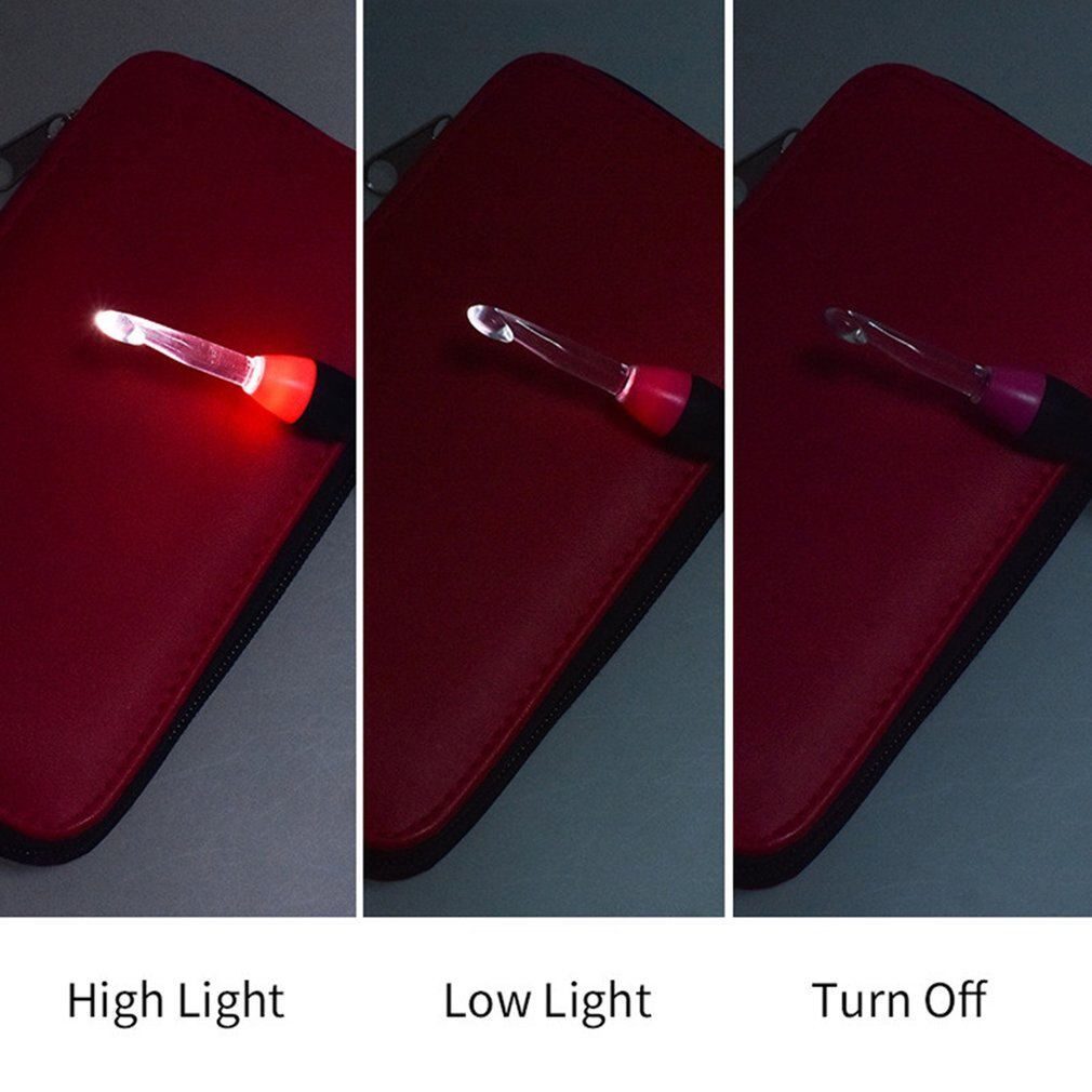 USB Charging LED Glow Crochet Hook With Led 9 Sizes Hooks Emergency Lighting Knitting Needles Replaceable Top Hook Sewing Tools