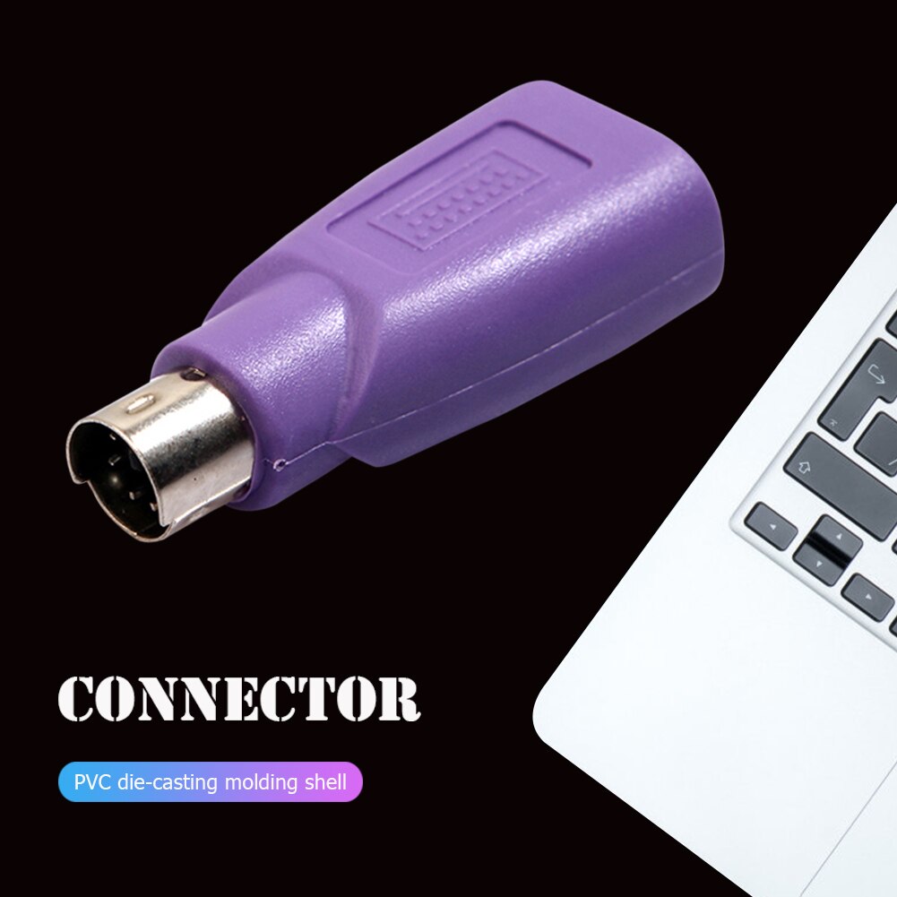 2/5pcs PS2 Male to USB Female Adapter Converter for Computer Mouse Keyboard Purple Computer Connect Accessories