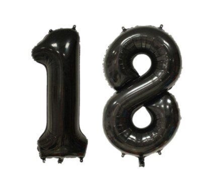 2pcs 32/40 inch Happy 18 Birthday Foil Balloons pink blue gold number 18th Years Old Party Decorations Man Boy Girl Supplies: black / 40inch