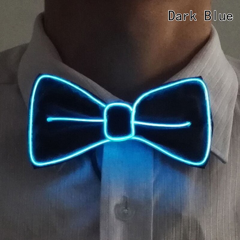 Men LED Wire Flashing Light Up Bow Tie Luminous Bow Tie Necktie For Men Club Wedding Dance Party Christmas Year: Deep Blue