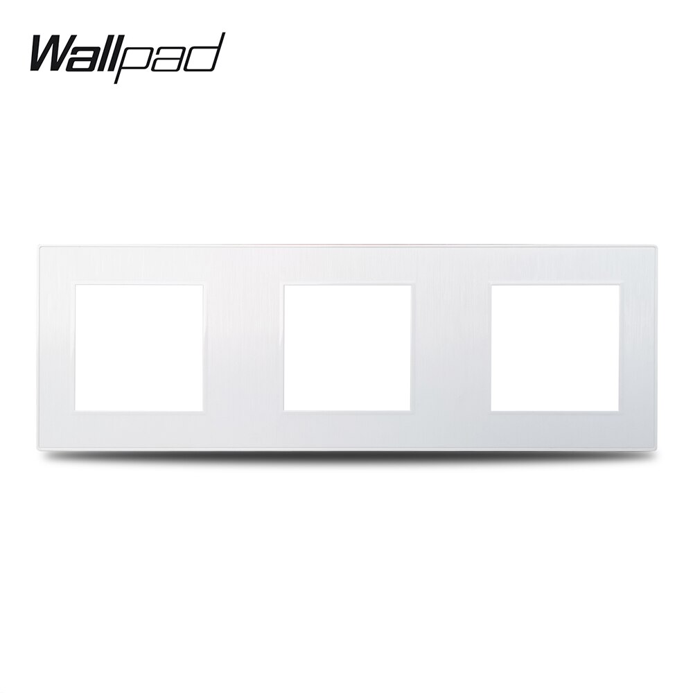 Wallpad S6 DIY Triple 3 Way White Panel Brushed PC For Wall Switch Socket Imitating Aluminum Plate Free Combination, 258*86mm