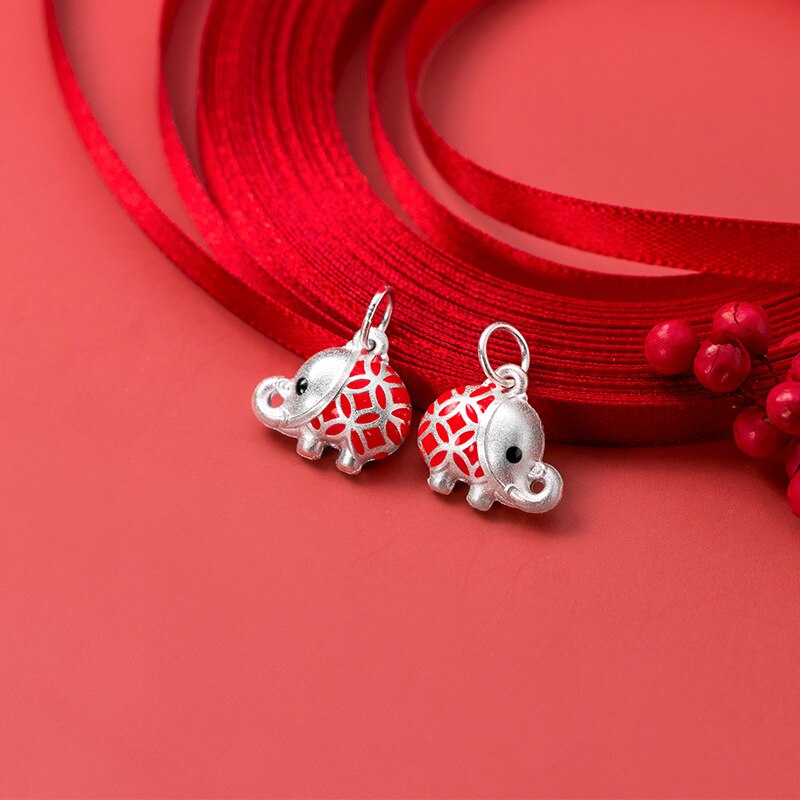 Meetsoft modisch 925 Sterling silber niedliche rot elefantenanhänger, speziell für diy-handarbeit-schmuck, beugt allergien vor.