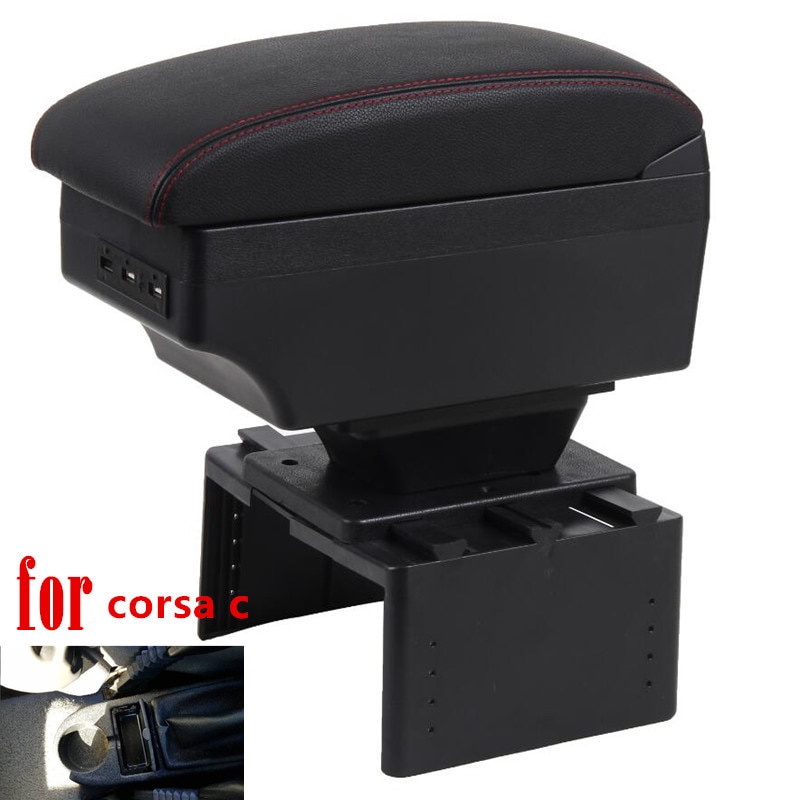 for opel corsa c armrest box USB Charging heighten Double layer