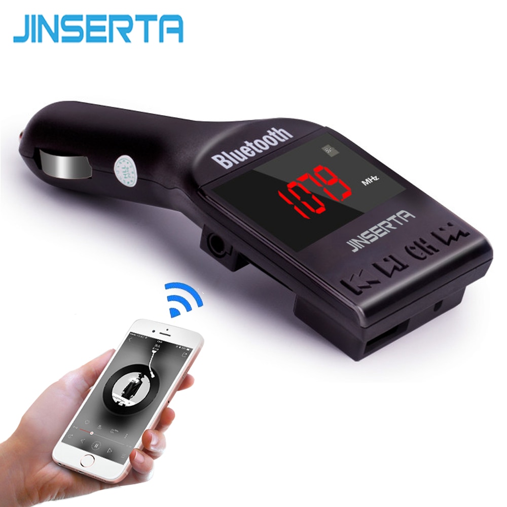 JINSERTA Bluetooth Carkit Mp3-speler Fm-zender Handsfree Draadloze FM Modulator Ondersteuning TF Micro SD USB muziek spelen