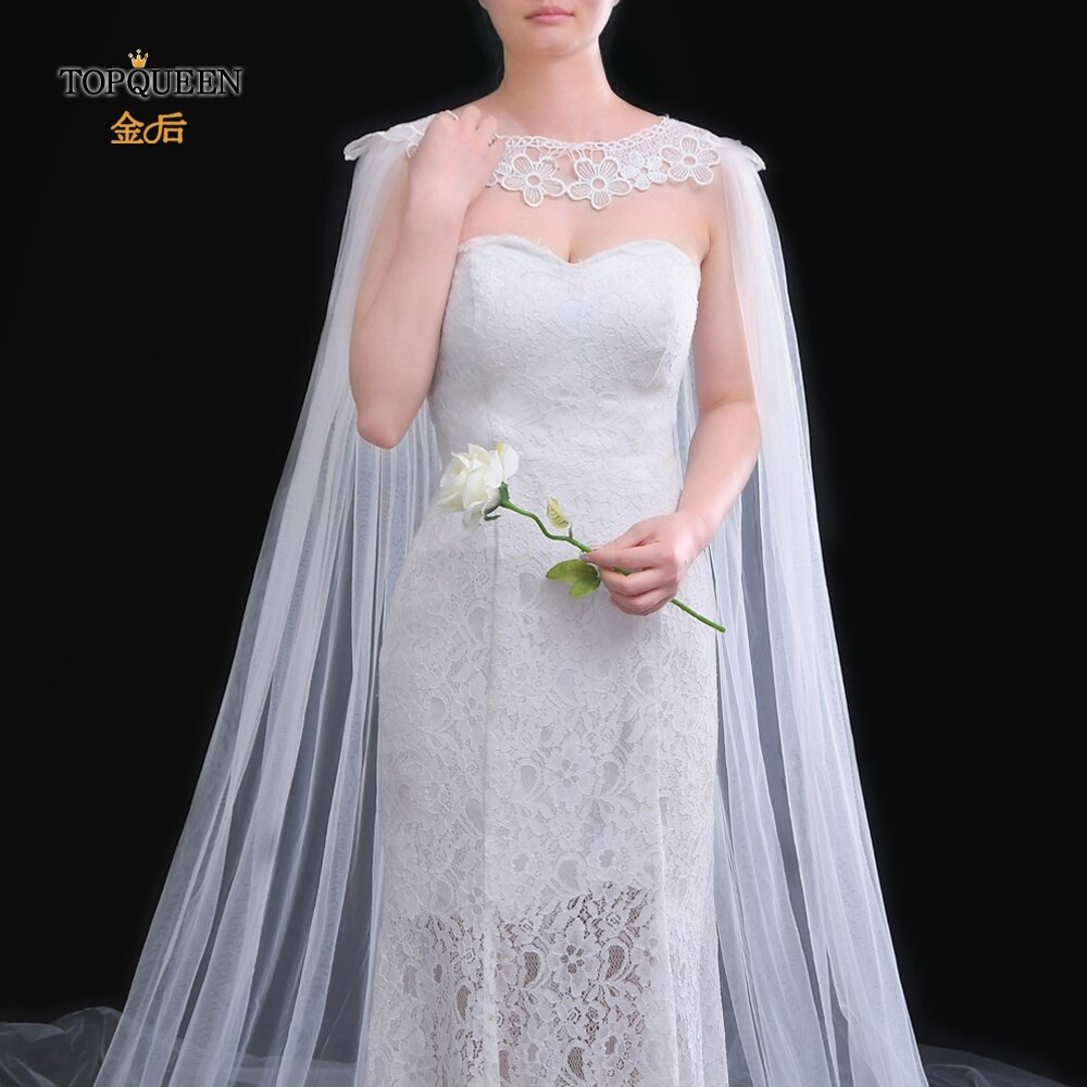 Topqueen G18 Lange Wedding Bridal Bolero Jacket Shawl Front Open Sexy Kant Applicaties Wedding Bolero Met Kant Borduurwerk Bloem