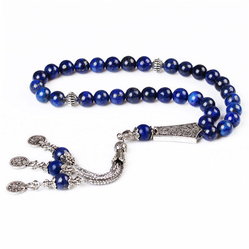 Losheren lapis lazuli stenen kralen 33 islamitische rozenkrans moslim tasbih allah kralen man armband ramadan 8mm tesbih