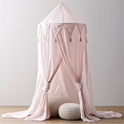 Baby Bett Baldachin Baumwolle Krippe Netting Vorhang Bettwäsche Runde Dome Prinzessin Vorhänge für Kinder Spielen Zelt Kinder Zimmer Dekoration: Rosa