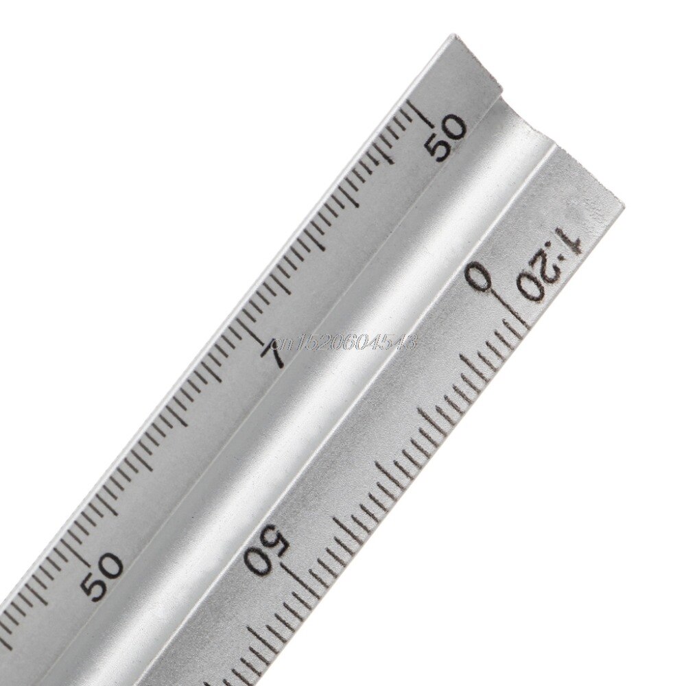 30cm Aluminium Metal Triangle Scale Architect Engineer Technical Ruler 12" Measuring &amp; Gauging Tools R08 Whosale&amp