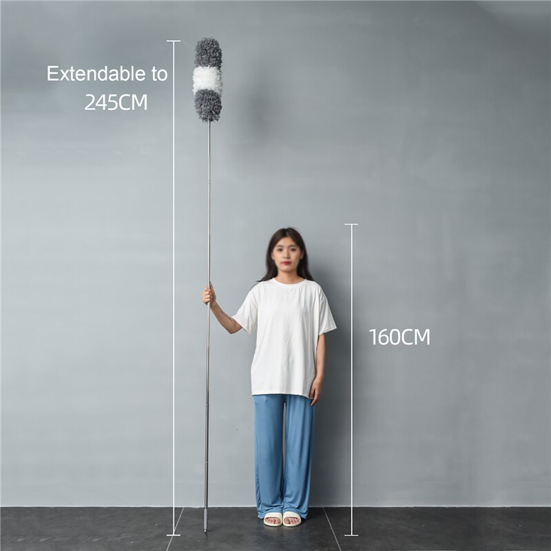 Feather Duster Retractable Brush for Ceiling Spider Web Dust Removal Scavenging Cleaning Tool
