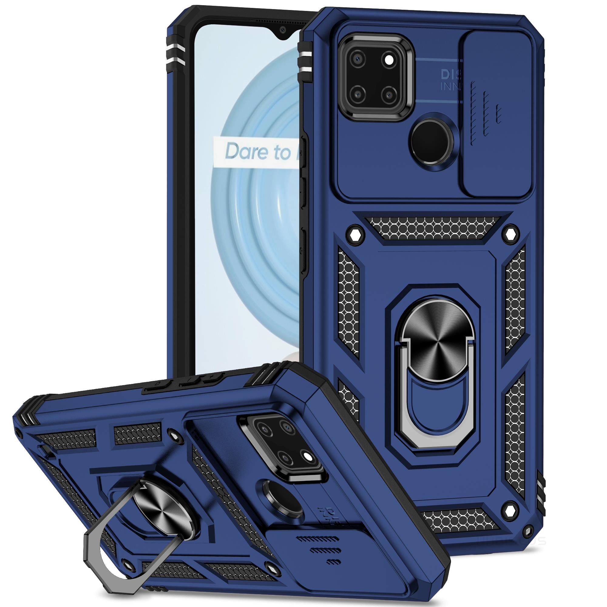 Case For Realme C21Y C25Y C11 Rugged Shockproof Cover with Slide Camera Cover: Cotton / Blue