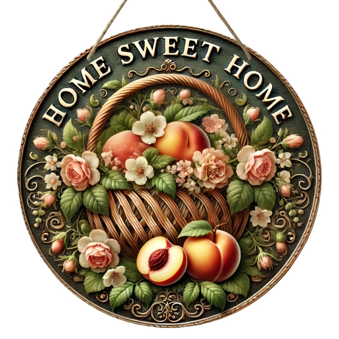 Vintage Home es un dulce letrero circular de madera colgante, adecuado para el hogar, la sala de estar, el jardín, la habitación, la decoración del porche,: 40 x 30 cm / Rosa claro