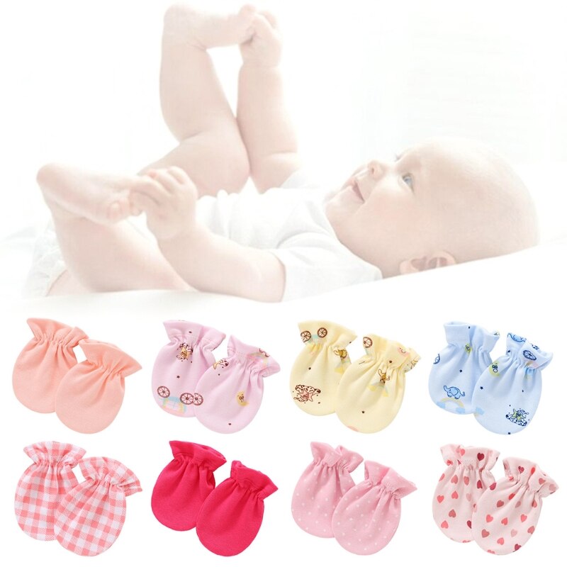 1 Paar Baby Anti Krassen Zachte Katoenen Handschoenen Pasgeboren Bescherming Gezicht Scratch Mittens Baby Handguard