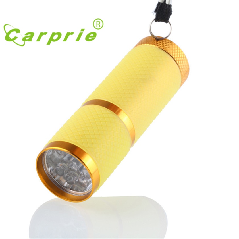 Super Mini Aluminum UV Ultra Violet 9 LED Flashlight Torch Light Lamp Black 170119