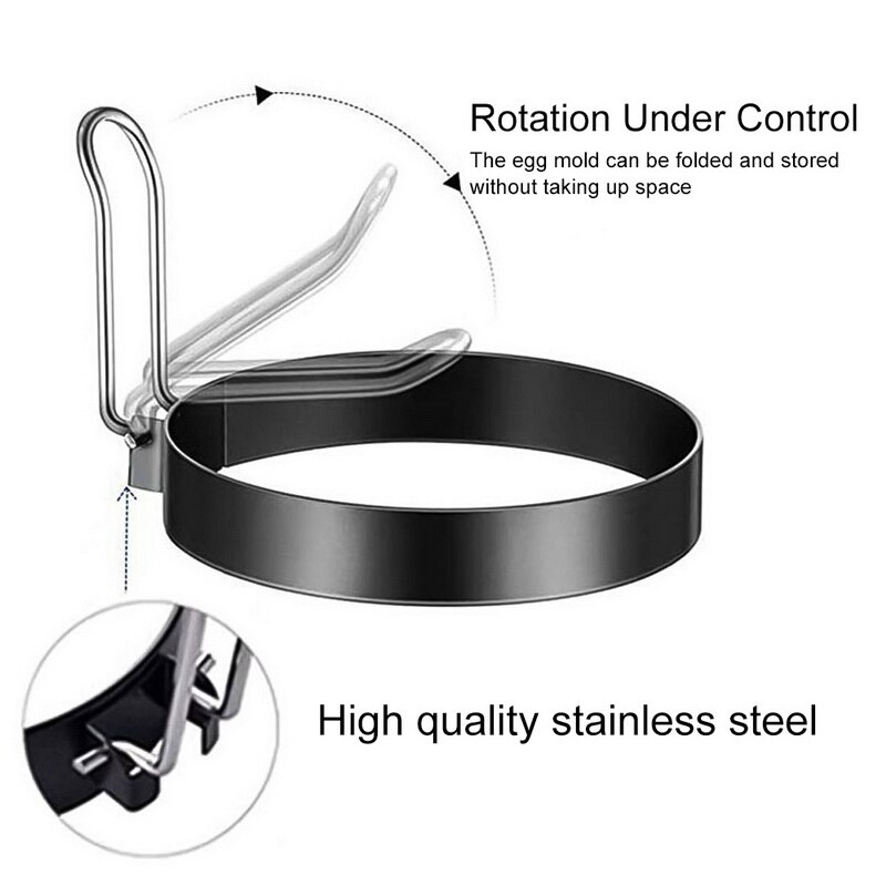 Herramienta para freír huevos de acero inoxidable, molde antiadherente para hacer tortitas de huevo, moldes de tortilla para hornear en la cocina, molde con forma de anillo para huevo