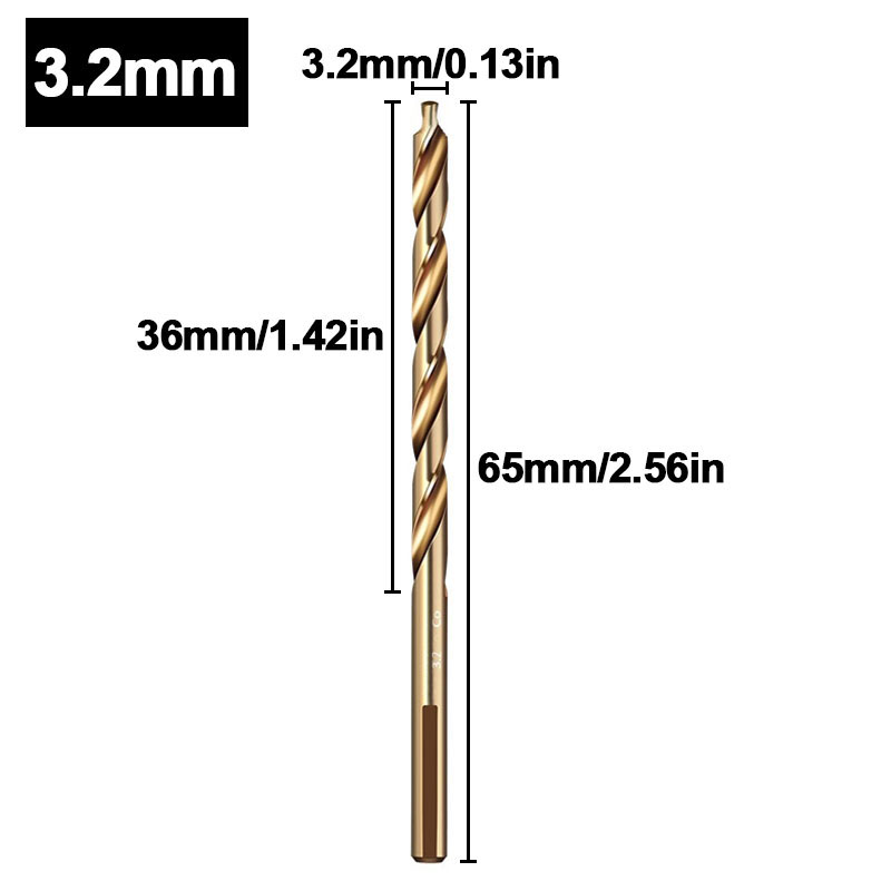 Broca helicoidal escalonada de cobalto, taladro de vástago recto de acero de alta velocidad M35 (3-13 mm) para metal, acero inoxidable y hierro