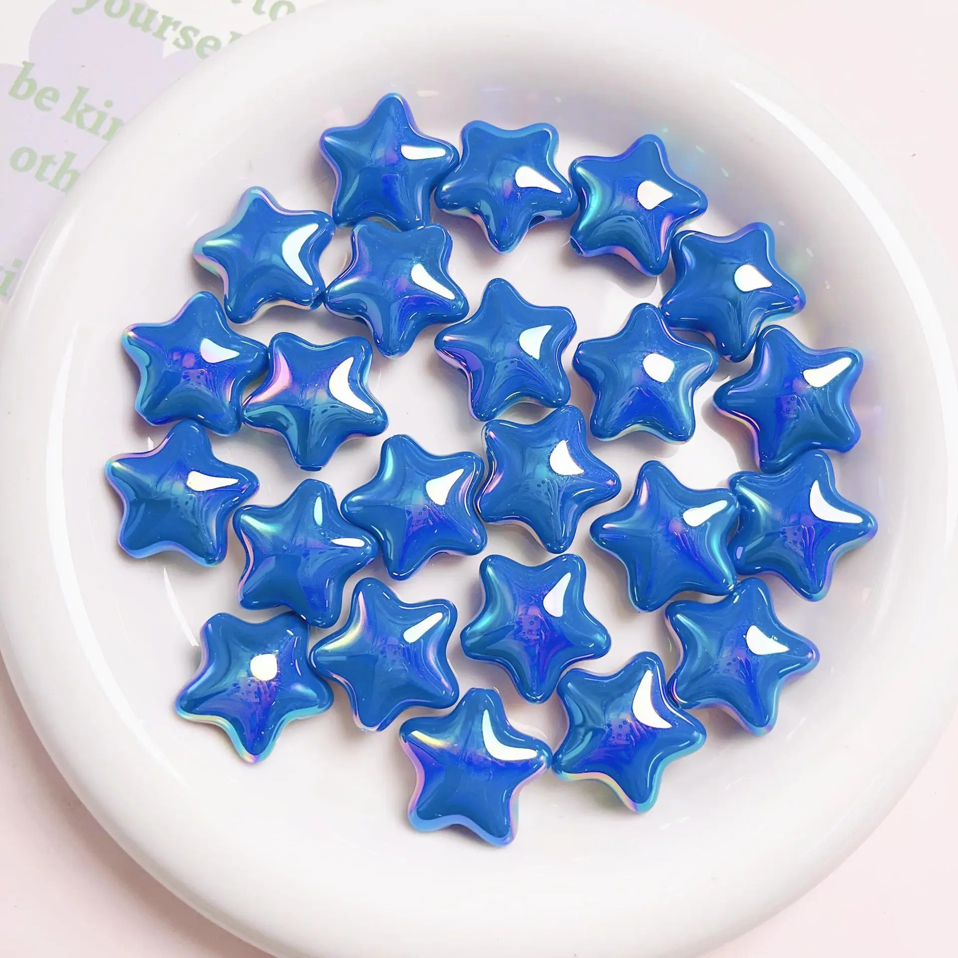 Contas acrílicas de cinco pontas para meninas, contas dispersas, colar colorido, bracelete bonito, acessórios de moda: CÉU AZUL