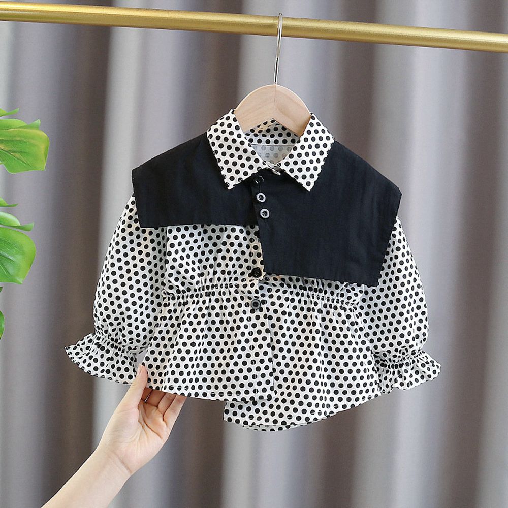 Zoete Lente Herfst Meisjes Kids Prinses Shirt Mode Baby Lange Mouw Dot Polka Shirts Tops ADK1201: Black / 3T