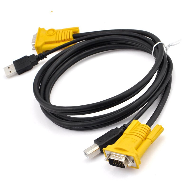 1.5m usb kvm bytte om kabel usb 2.0 15 pin vga hann til hann usb a til usb b ledningskabler pc datamaskin skriver Observere adapter omformer