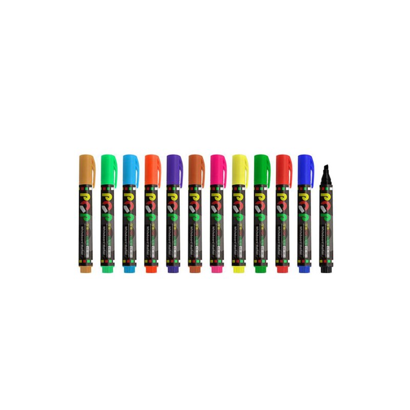 Ensemble de marqueurs pour tableau blanc, 12 couleurs, effaçables à sec, pointe extra fine: 12 color markers