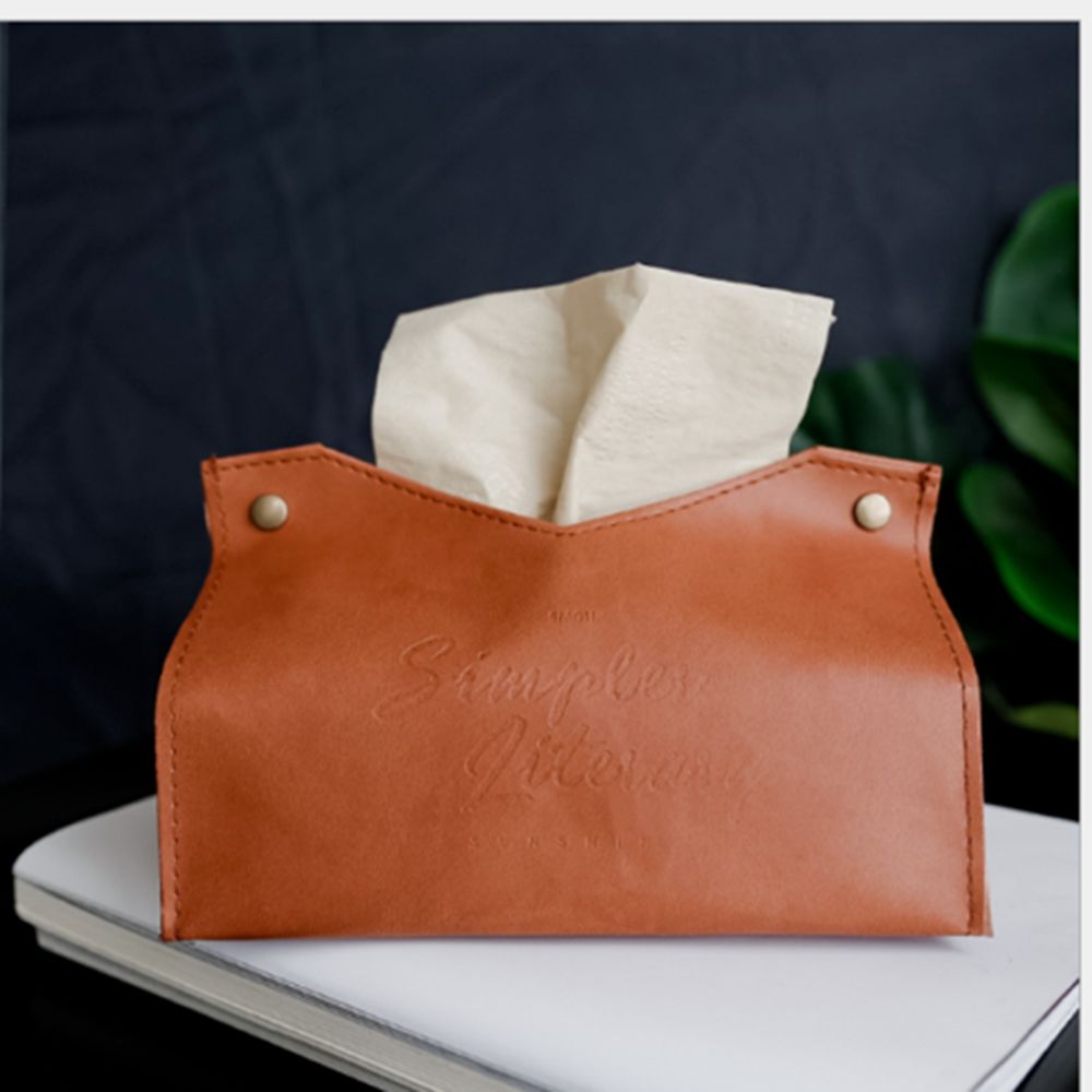 1 Pc Lederen Tissue Box Dispenser Papier Opbergzakken Houder Servet Organizer: Bruin