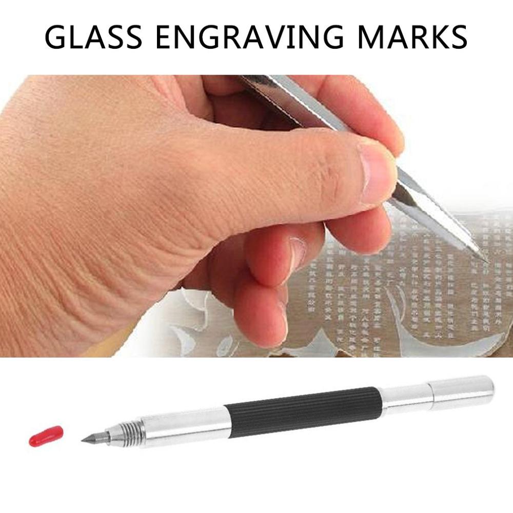 Diamant acier marquage gravure stylo Double extrémité pointe de tungstène pointu Scriber Clip stylo pour verre céramique sculpture sur bois outils à main