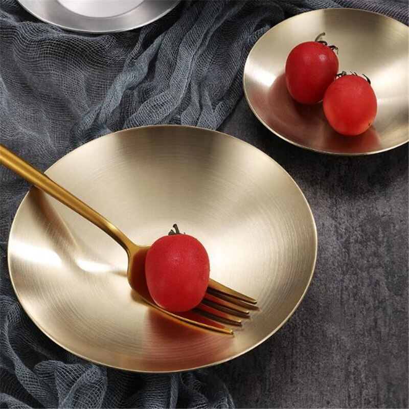 1Pc Stainless Steel Round Sauce Dish Seasoning Plate Kimchi Bowl Korean Soy Dish Snack Dessert Dishes Kitchen Supplies