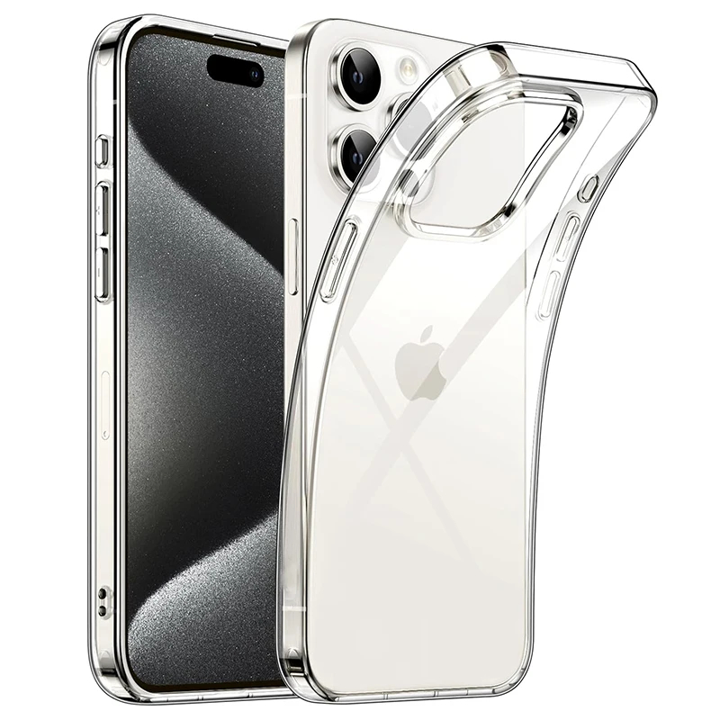 Funda suave de silicona negra transparente para iPhone 15 Pro Max funda ultrafina para iPhone 14 13 12 Mini 11 Pro XS Max X XR SE 7 8: Madera / Transparente