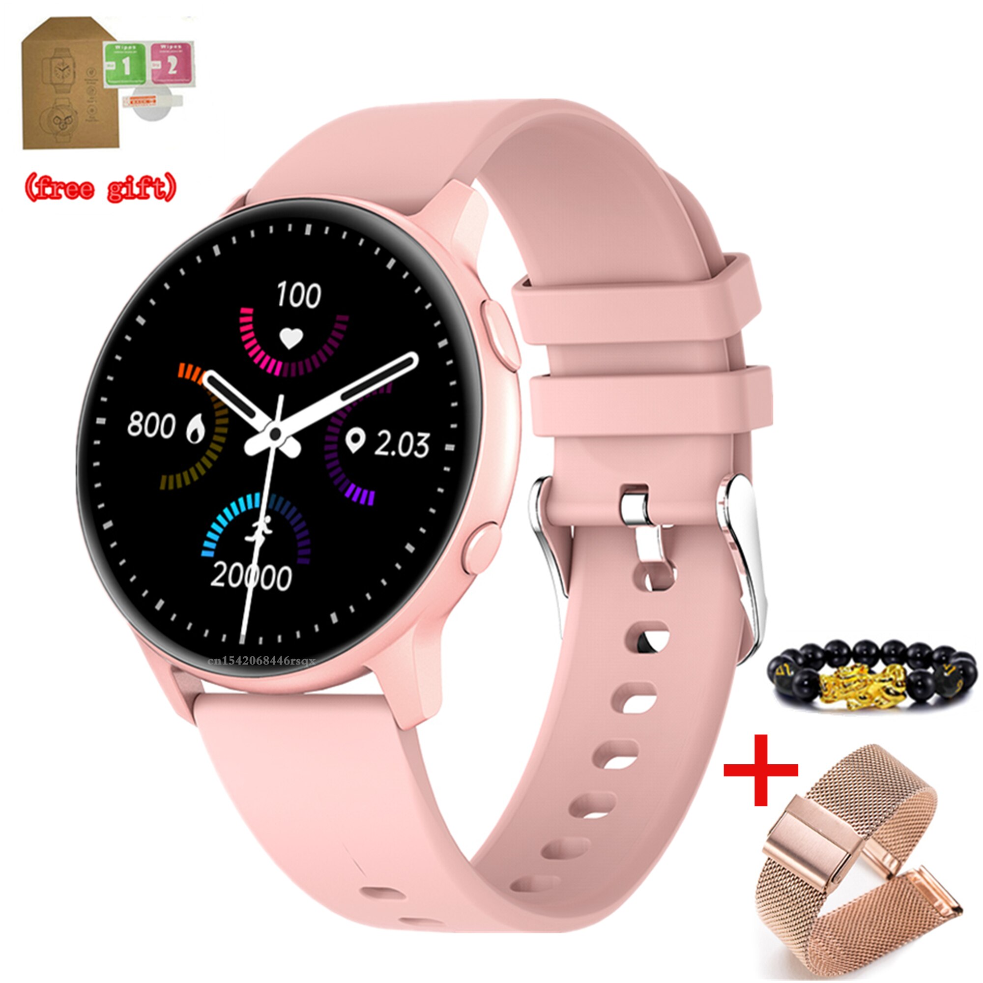 ZL02 Verbeterde ZL02 Plus Smart Horloge 100 + Wijzerplaat Hartslag Bloeddruk Bloed Zuurstof IP68 Waterdichte Pk MX1 android Ios: and pink steel