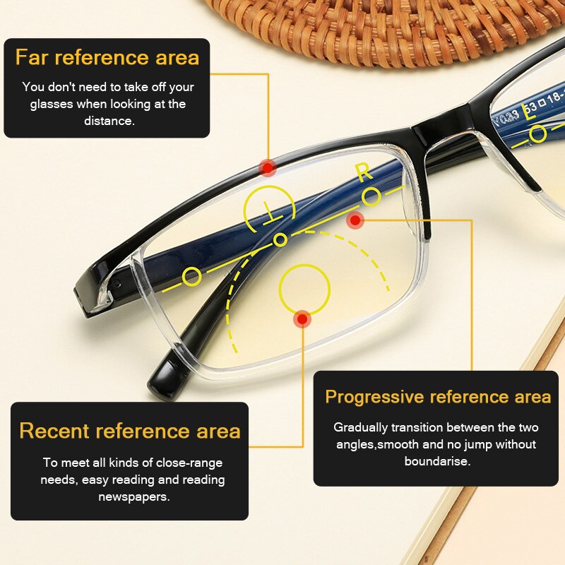 Zilead-gafas de lectura con zoom inteligente para hombre y mujer, lentes de lectura con enfoque múltiple, ligeras, cómodas, con montura TR90, unisex
