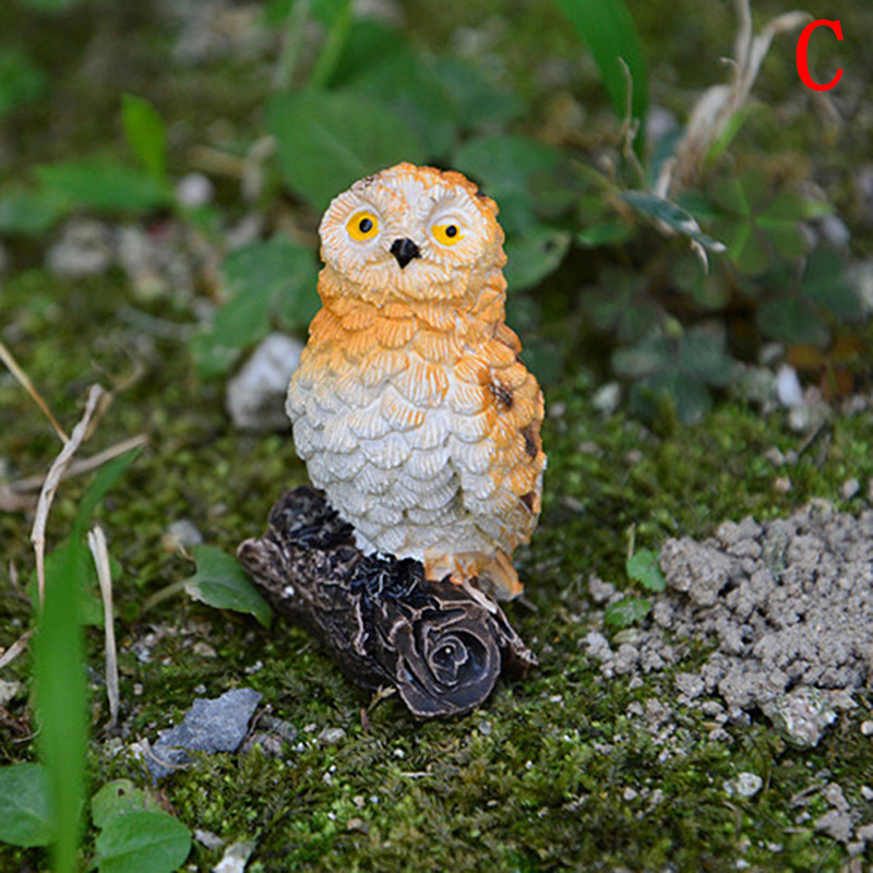 Boneco de paisagem, coruja, resina, jardim doméstico, decoração diy, micro ornamentos, decoração: C