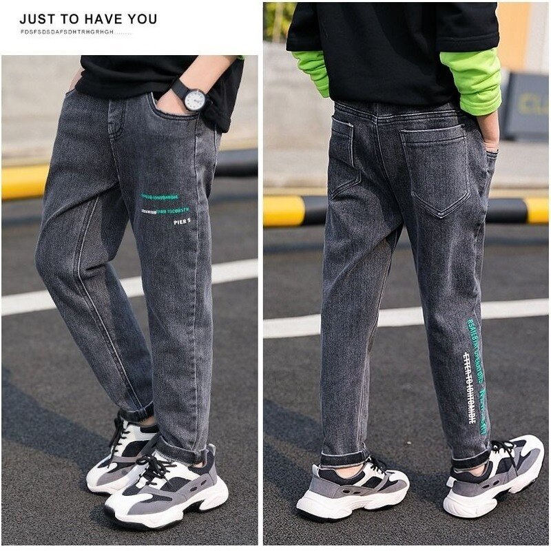 Primavera outono meninos jeans roupas de bebê calças clássicas crianças denim roupas menino casual bowboy calças compridas 3-14y