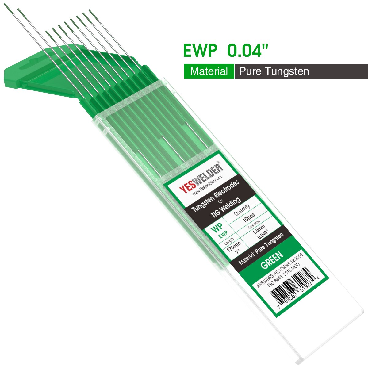 YESWELDER Wolfram elektroden 1,0/1,6/2,4/3,2/4,0*175mm WP WT20 WC20 WL15 WL20 WX Perücke-schweißen stangen: WP-1.0