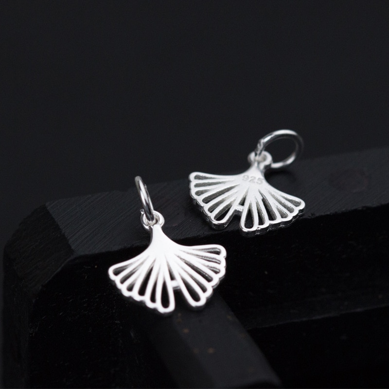 Gold Hollow Craft Ginkgo Leaf Bedels 100% 925 Sterling Zilver Hangers Voor Vrouwen Sieraden Diy Fijne Oorbellen Bevindingen