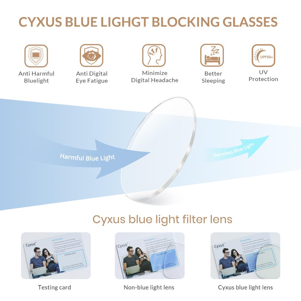 Cyxus, filtro de luz azul, gafas de ordenador, lentes antitensión, cristales transparentes, montura grande, gafas Unisex para hombres/mujeres 8081
