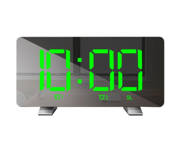 Led Radio Wekker Fm Radio Snooze Elektronische Klok Draagbare Radio Usb Opladen Digitale Klok: green