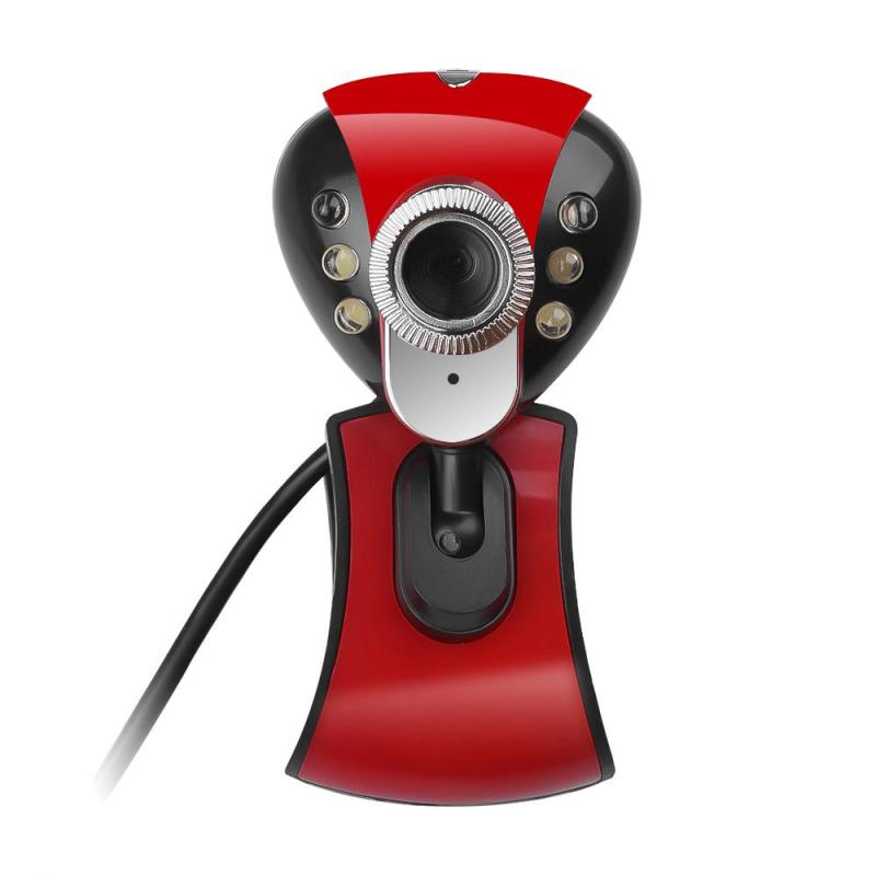 HD Mini Webcam 360 Degree Computer Cameras USB 2.0 50.0M 480P 6 LED HD Webcam With MIC For PC Laptop Video Recording Web Camera