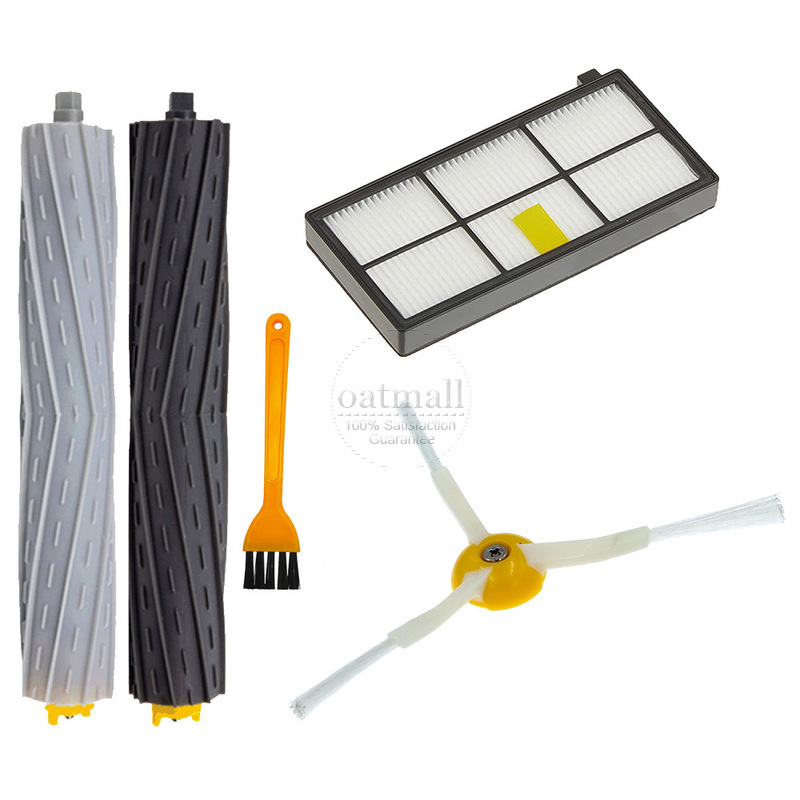 Para iRobot Roomba 960 900 891 800 Series accesorios repuestos Kit de reposición de aspiradora Cepillo Lateral de goma filtro HEPA: Beige