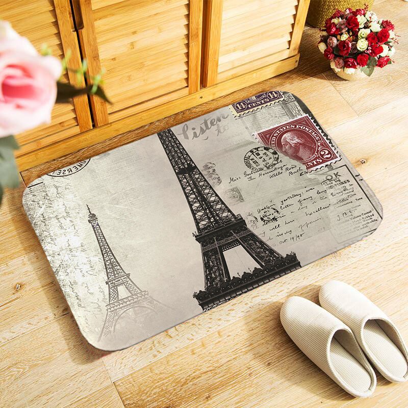 40 x 60cm buitendeurmat, klein vloerkleed voor slaapkamer, keuken, hal, deurmat, antislip, retro, europa, parijs, schilderachtig: Mu 228