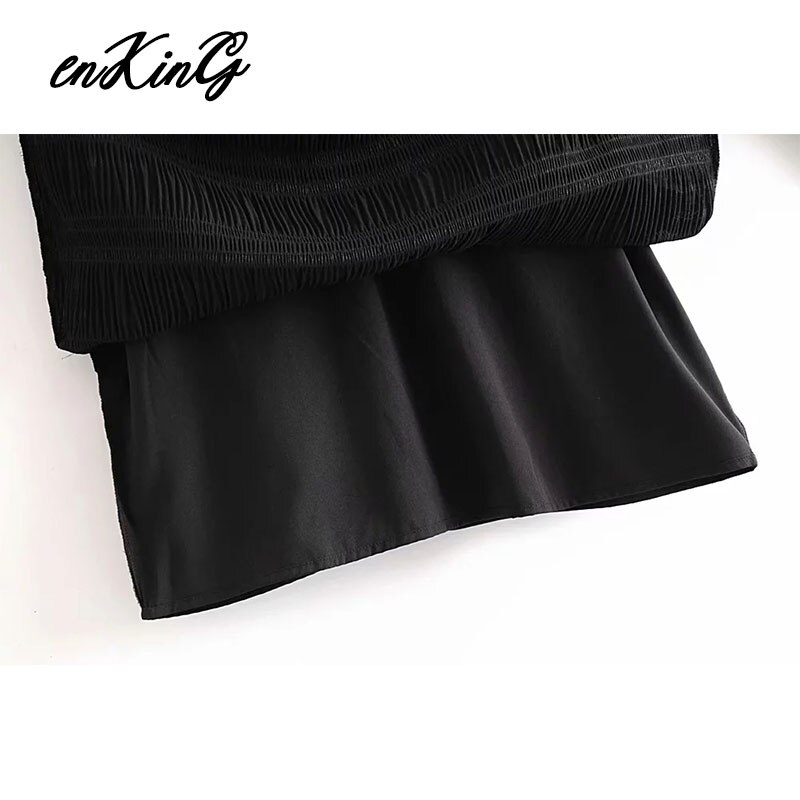 Engelsk stil enkel gasväv prick med veckat foder midi za klänning dam vestidos de fiesta de noche vestidos blazer