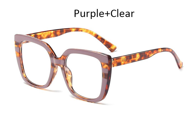 #39 sort firkantet brillestel dame stort brillestel oversized styles acetat: Lilla klar