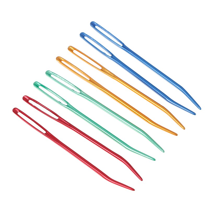 2pcs Aluminum Bent Tip Tapestry Darning Knitting Needles Big Eye Yarn Knitting Needle Needlework Crafts Sewing Bent Needle