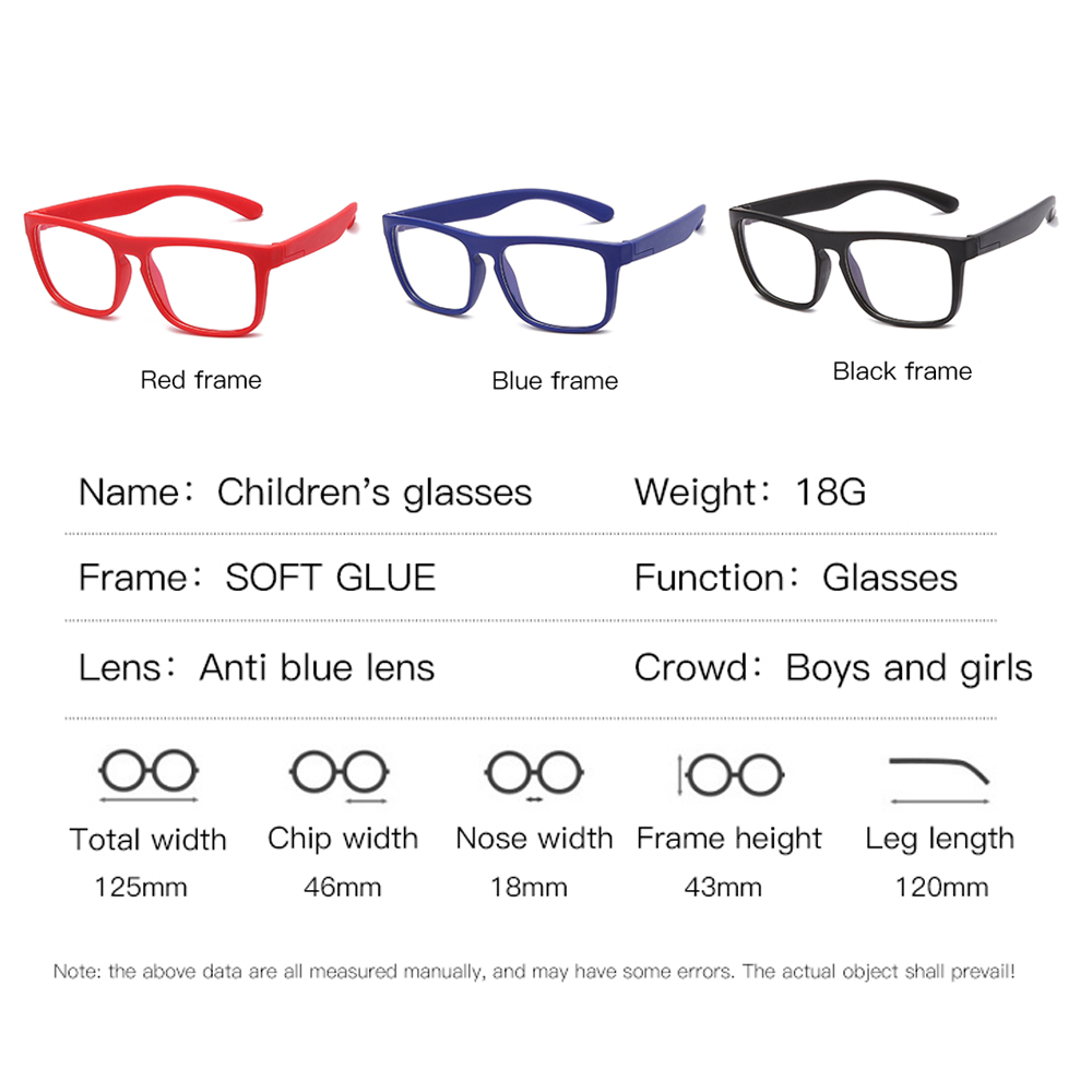 Kinderen Vierkante Anti Blauw Licht Glazen Jongens Meisjes Rood Blauw Bril Kinderen Flexibele Clear Lens Brillen Optische Frame UV400